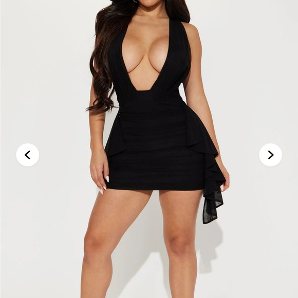 Fashion Nova Black Sleeveless Plunge Bodycon Dress - Picture 2 of 3